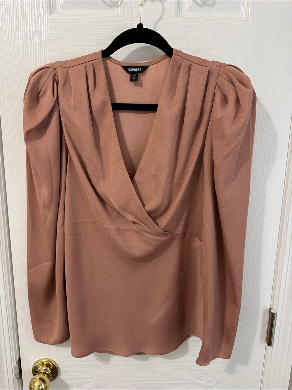 Express Mauve-Pink Draped V-Neck Blouse